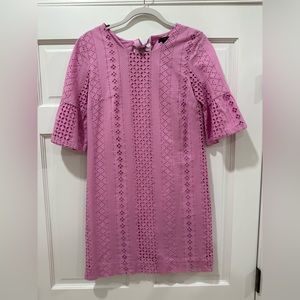 J. Crew Flutter Sleeve Eyelet Dress in Sundrenched Peony